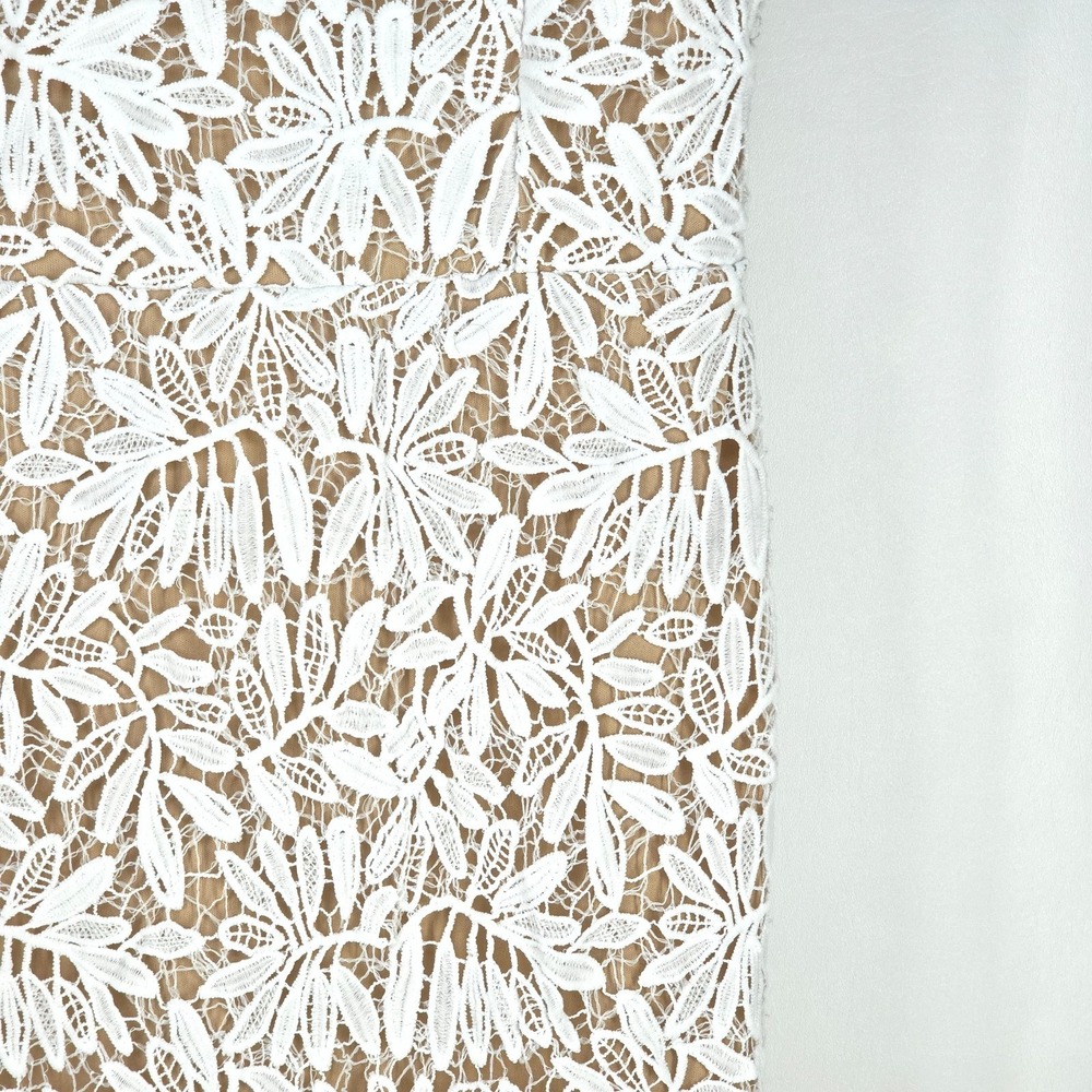 Lulus Nude Midi Sheath Dress Women's Large Lace Sleeveless Floral Naked Wedding - Picture 11 of 16